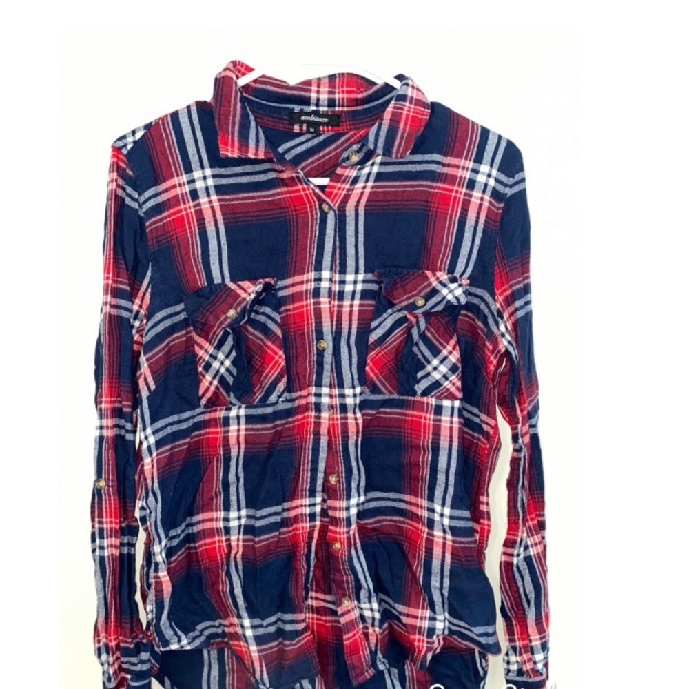 Plaid button up shirt, medium